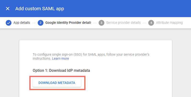 screenshot of metadata link