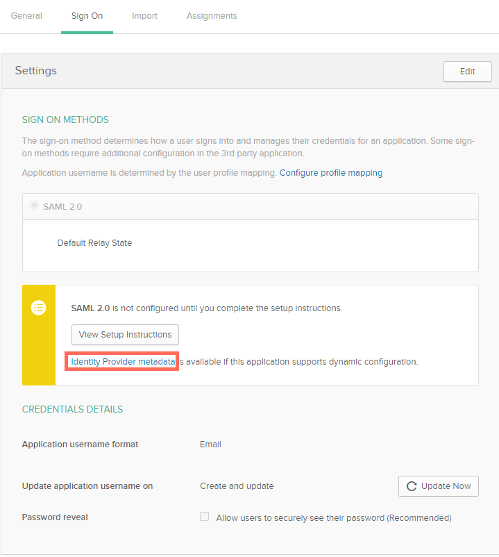 screenshot of metadata link