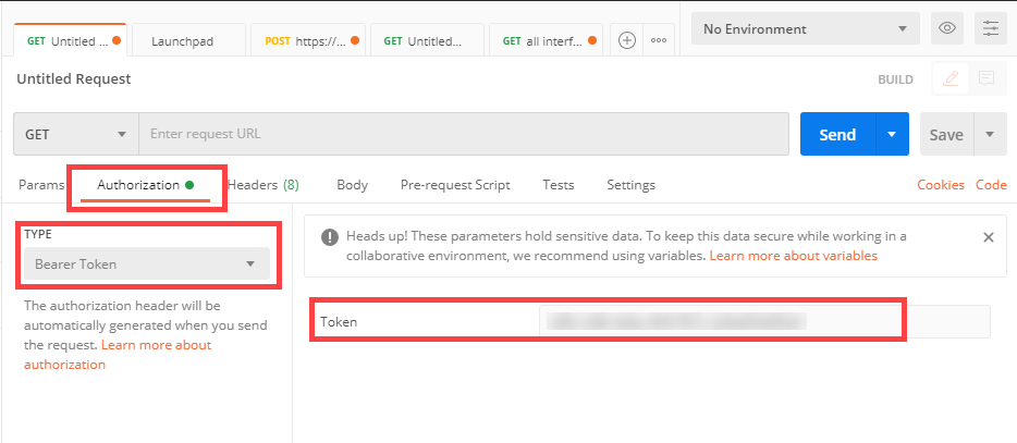 Authorization tab