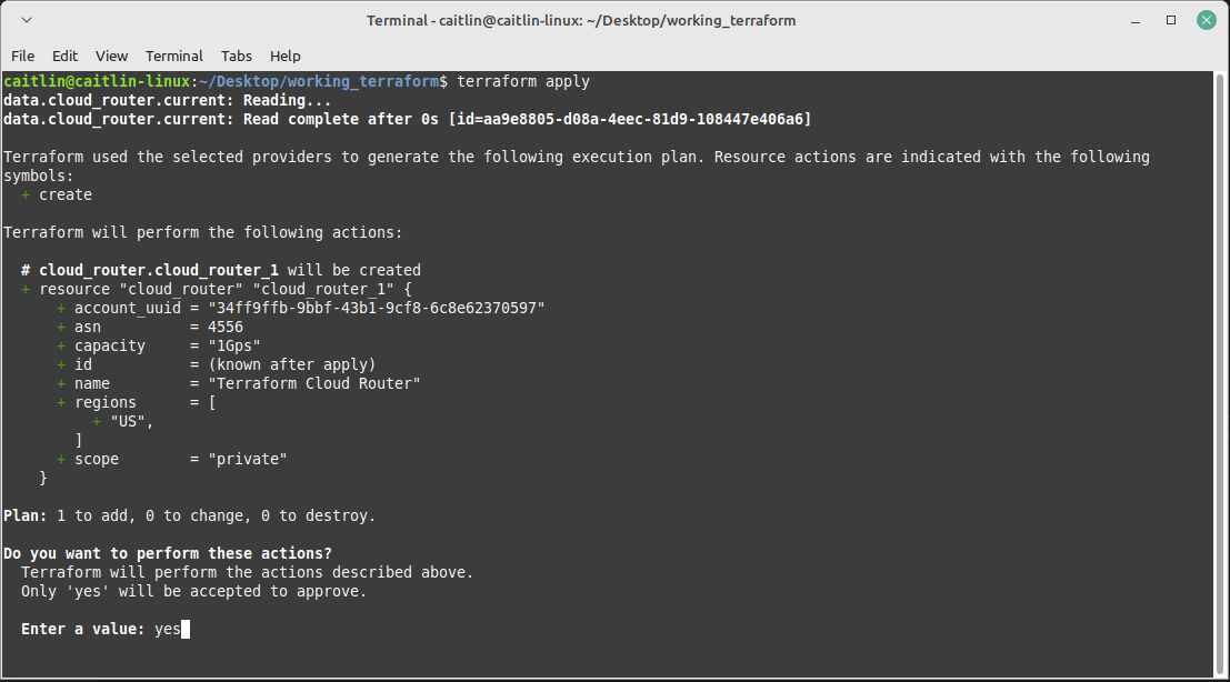 terraform apply
