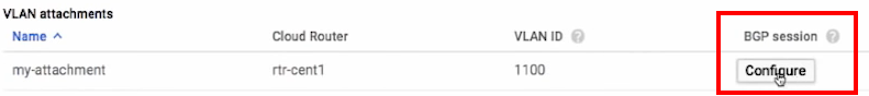 Google Cloud configure BGP