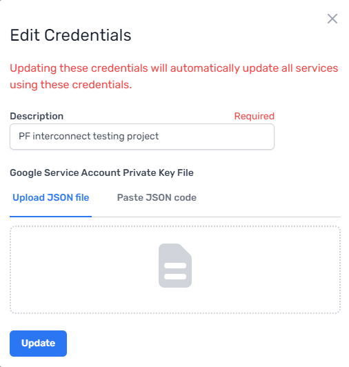 Edit GCP credentials