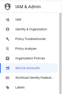 Service accounts page