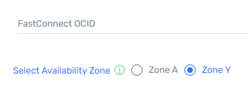 Screenshot of availability zone selection