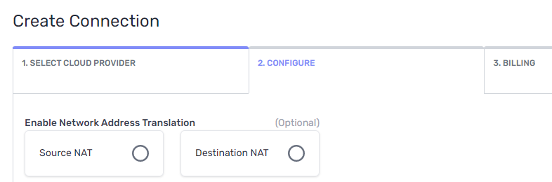 NAT selection options