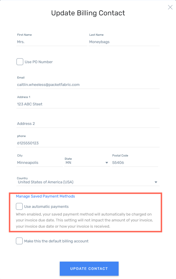manage saved payments