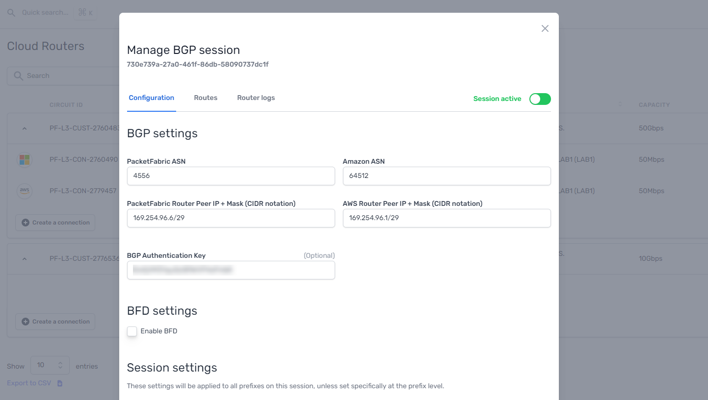 BGP modal