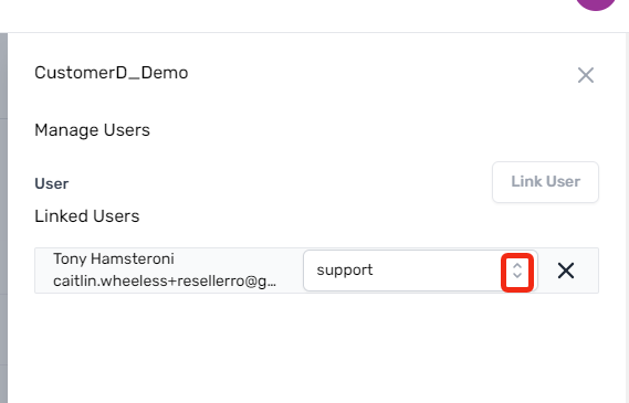 screenshot of the manage users panel
