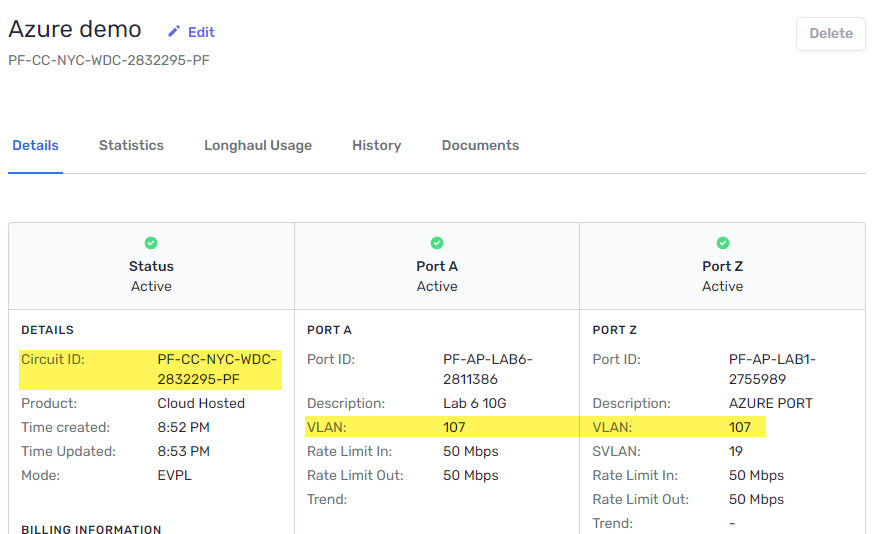 Azure hosted details page