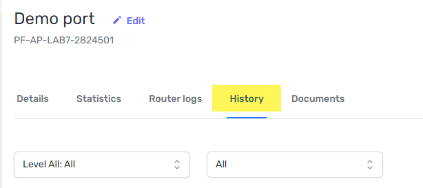 History page nav